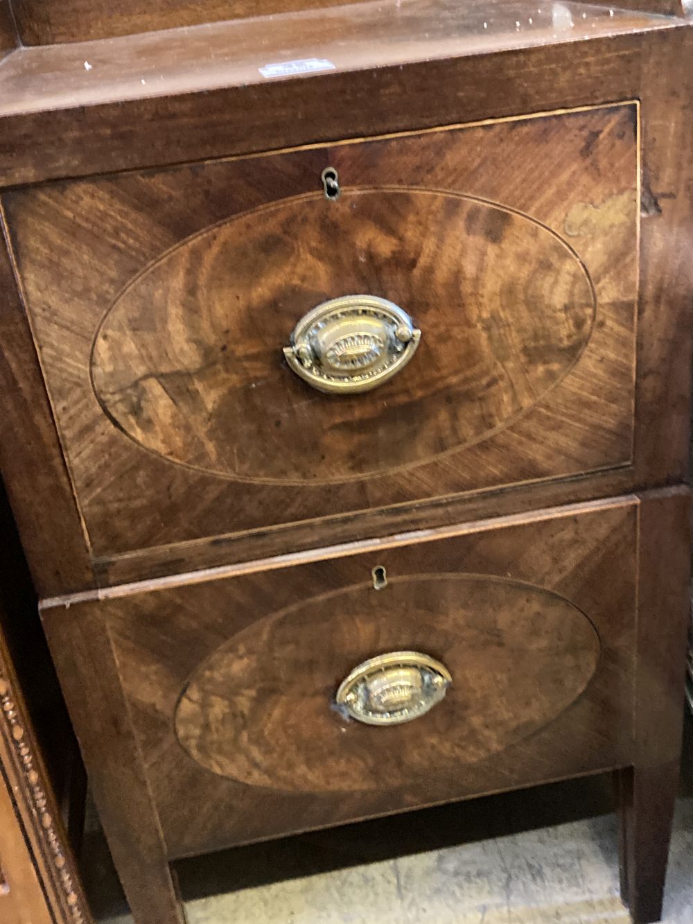 A George III mahogany tray top commode, width 46cm, depth 48cm, height 82cm